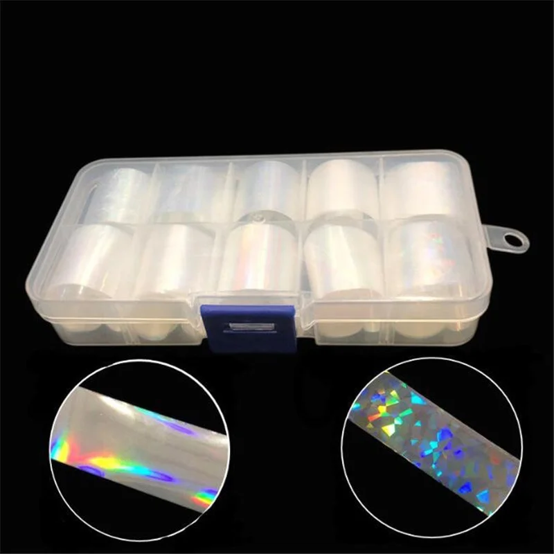 10 рулонов/набор Фольга для ногтей Лазерная сверкающая Смешанная красота