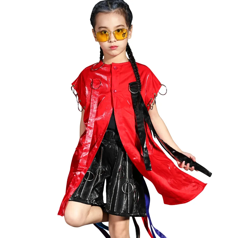 

Children'S Stage Wear Show Costumes Boys Street Dance Red Suit Fashion Jazz Dance Costumes Hip Hop Clothing For Girls DQS2902