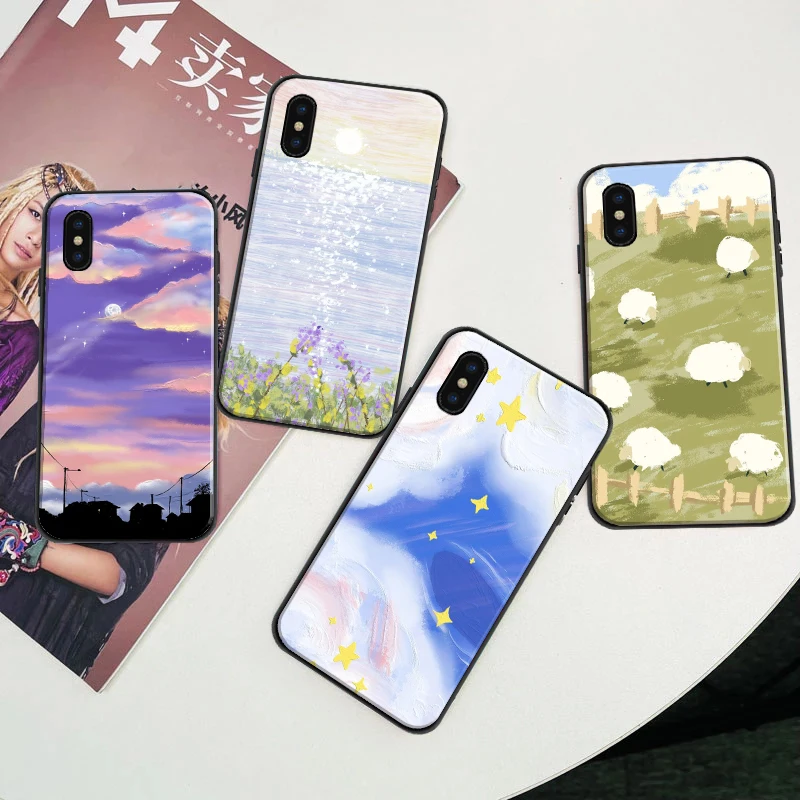 

Fashion Colored clouds Painting Phone Case For iPhone 12 Mini XS MAX XS XR X 11 Pro MAX 7 8 6 6S Plus Cases Back Cover Soft TPU