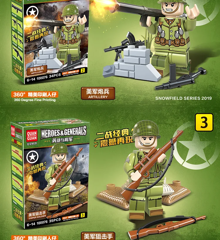 Новый Enlighten WW2 военный солдат фигурки строительные блоки армейский M1 Аксессуары