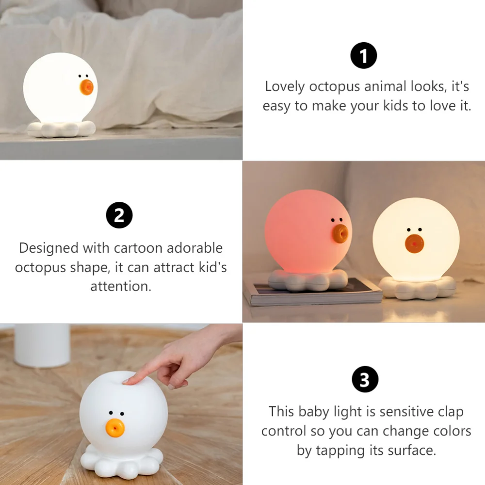 

1pc Silicone Octopus Night Lamp Nursery Night Light for Kids Bedroom