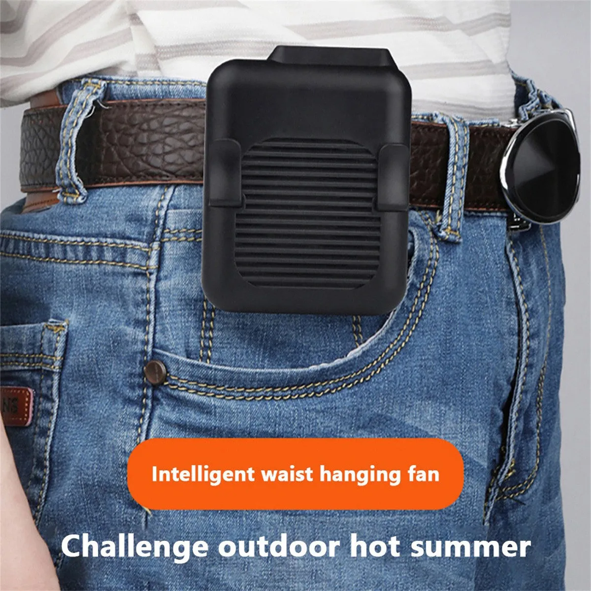 USB вентилятор с зажимом для талии 23 часа работы портативный ремнем громкой связи 3
