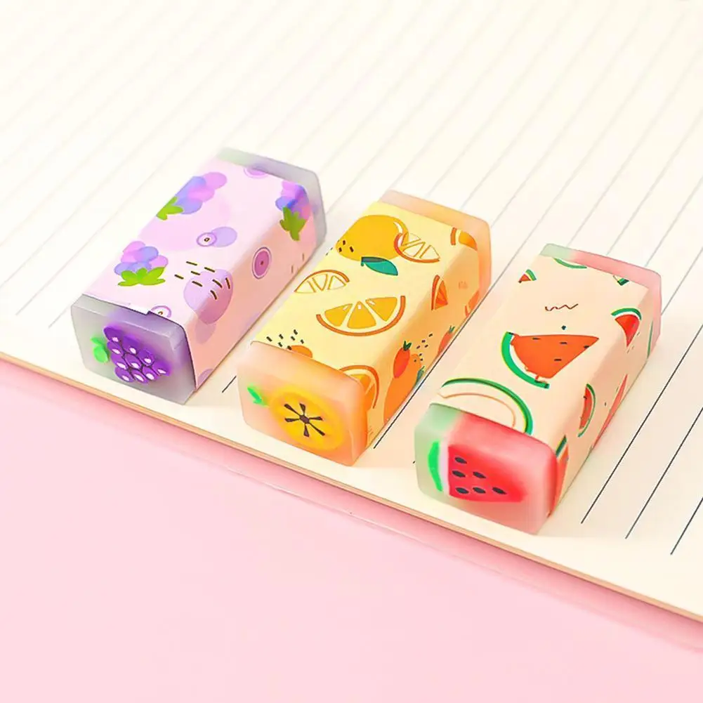 

1pcs Sweet Fruit Watermelon Orange Grape Pencil Eraser Correction Student Primary Rubber Stationery Prizes Gift Erasers K9h4