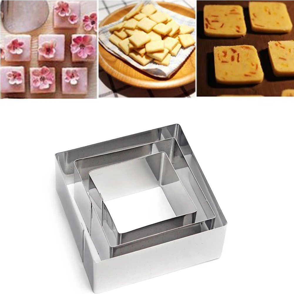 Квадратный фрезы Нержавеющая сталь печенье торт круг кроя форма для Мусса