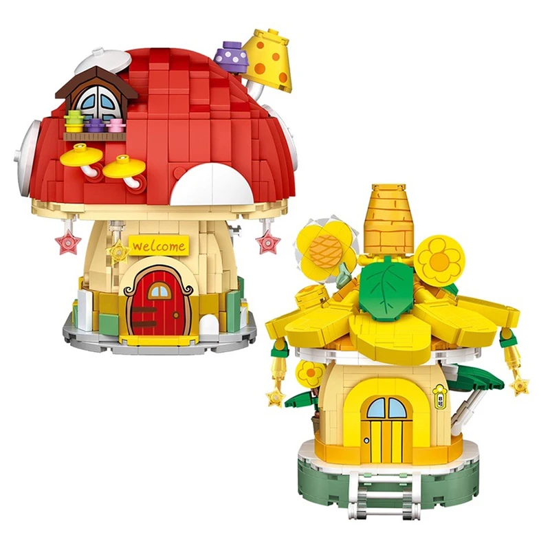 LOZ мини Алмазный строительный блок уличный вид Подсолнух гриб дом сборные