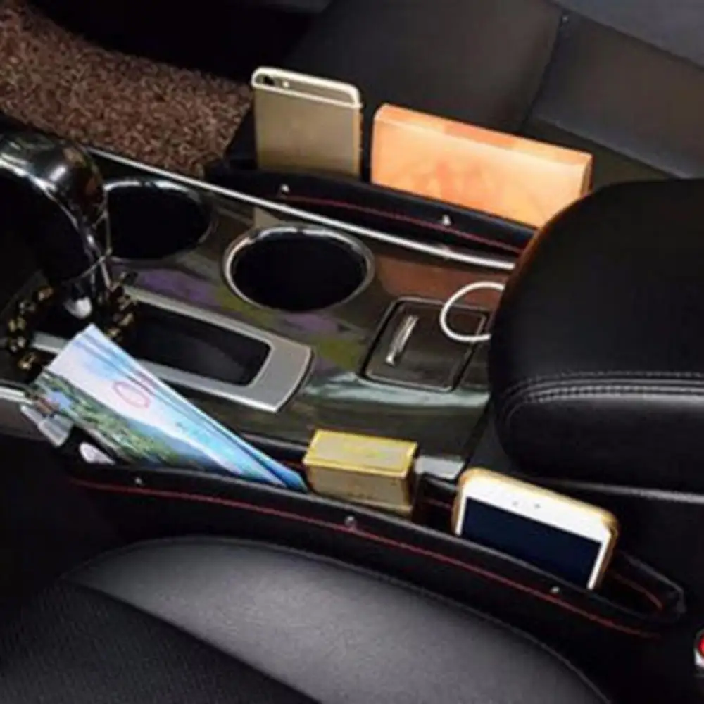 

Leather Car Pocket Box Caddy Seat Gap Slit Pocket Bag Storage Organizer