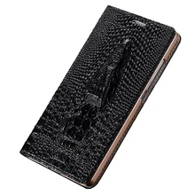 LANGSIDI Flip phone case for Samsung s10 s8 s9 plus s7 edge A50 A70 A8-2018 s20 ultra A51 A71A32 Crocodile Genuine Leather cover
