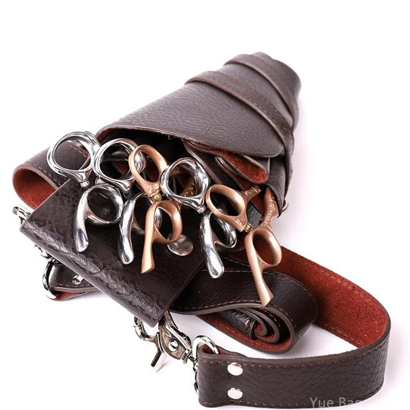 

Wholesale Cowhide Hair Scissors Bag Scissor Clips Shear Bags Tool Hairdressing Holster Pouch Holder Case Belt Salon Barber 30#