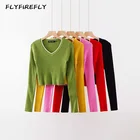 Осень 2019, укороченный свитер kawaii, милый трикотажный свитер, розовый, женская зимняя одежда, Женский пуловер, свитер, сексуальные топы