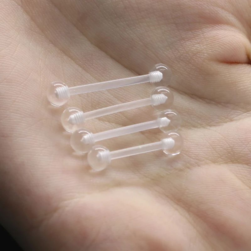 1 шт. Хрящ промышленного языка Пирсинг гвоздь Барбелл Студия ухо Соска Бар Прут Прозрачные ювелирные изделия Секс Готика Оптом.