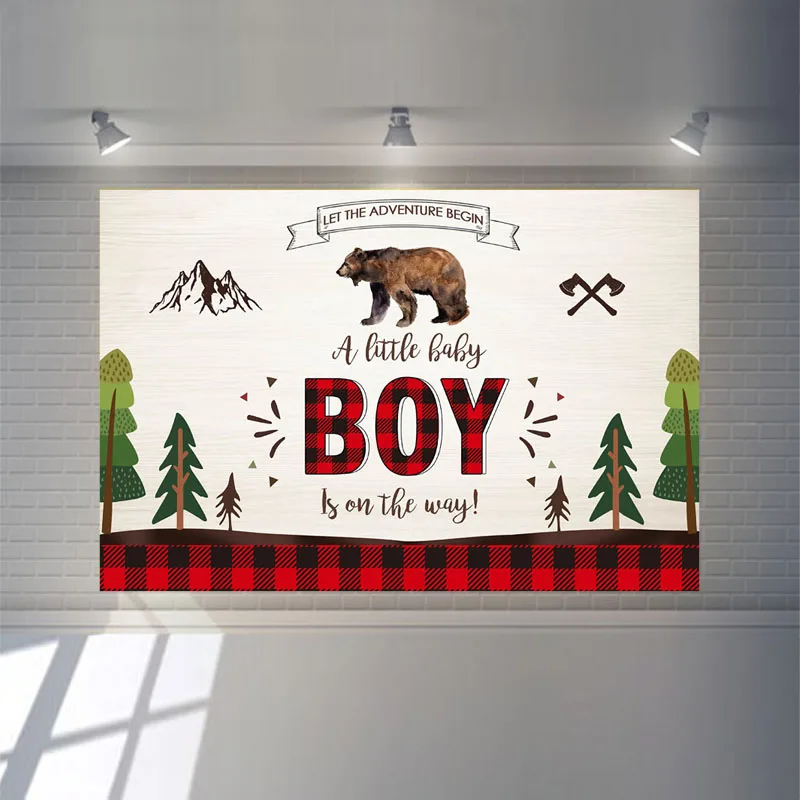 Mocsicka Lumberjack детский душ фон мальчик на дороге красная черная клетка буйвола