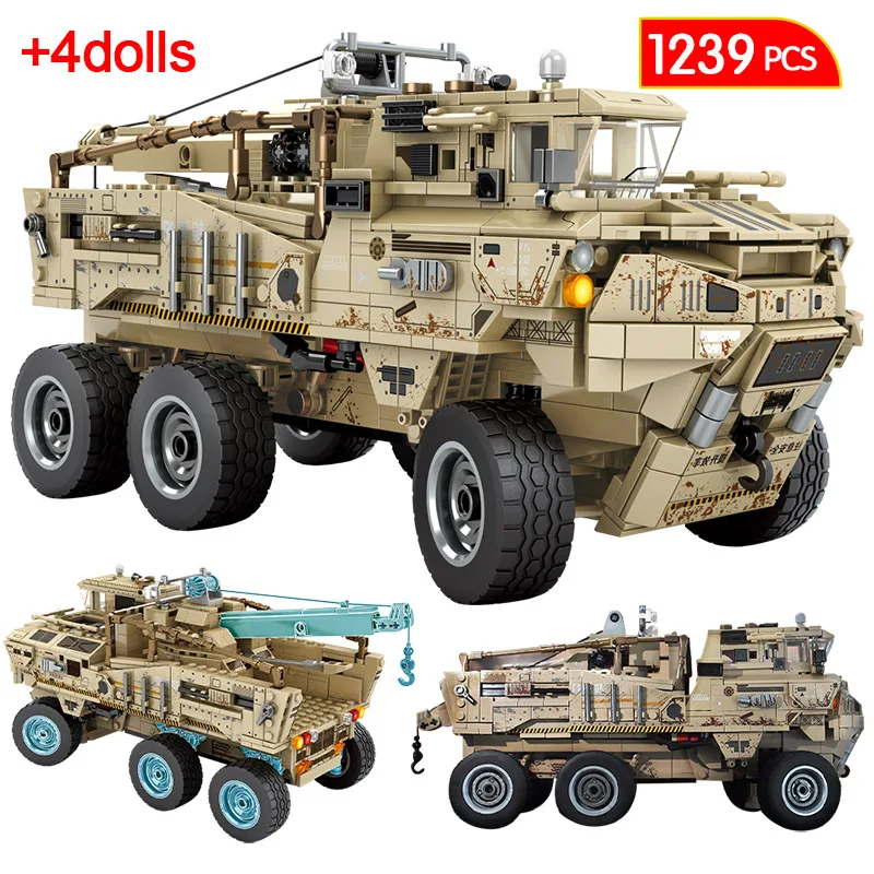 

1239 Pcs Military Technical Transporter Car Building Blocks City War Mechanical Crane Vehicle Figures Bricks Toys For Kids Gifts