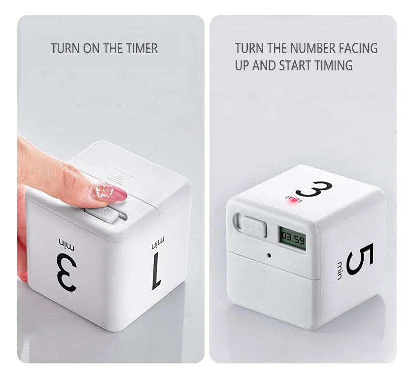 

Square Cube Timer Gravity Sensor Countdown Reminder Time Management for Student Learning Timer Electronic Rollover Timer