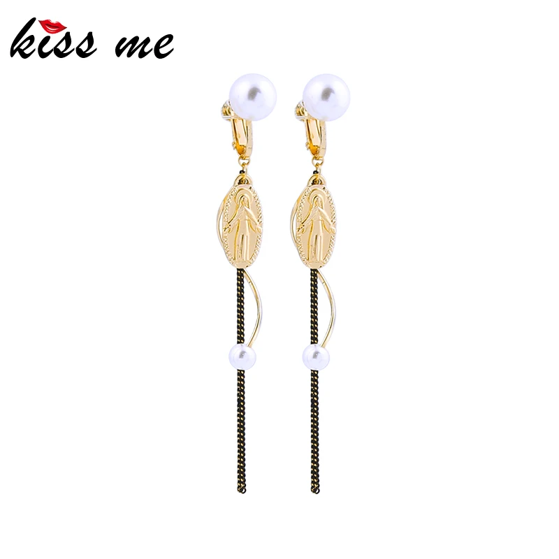 Kissme уникальные акриловые жемчужные серьги клипсы с кисточками для женщин