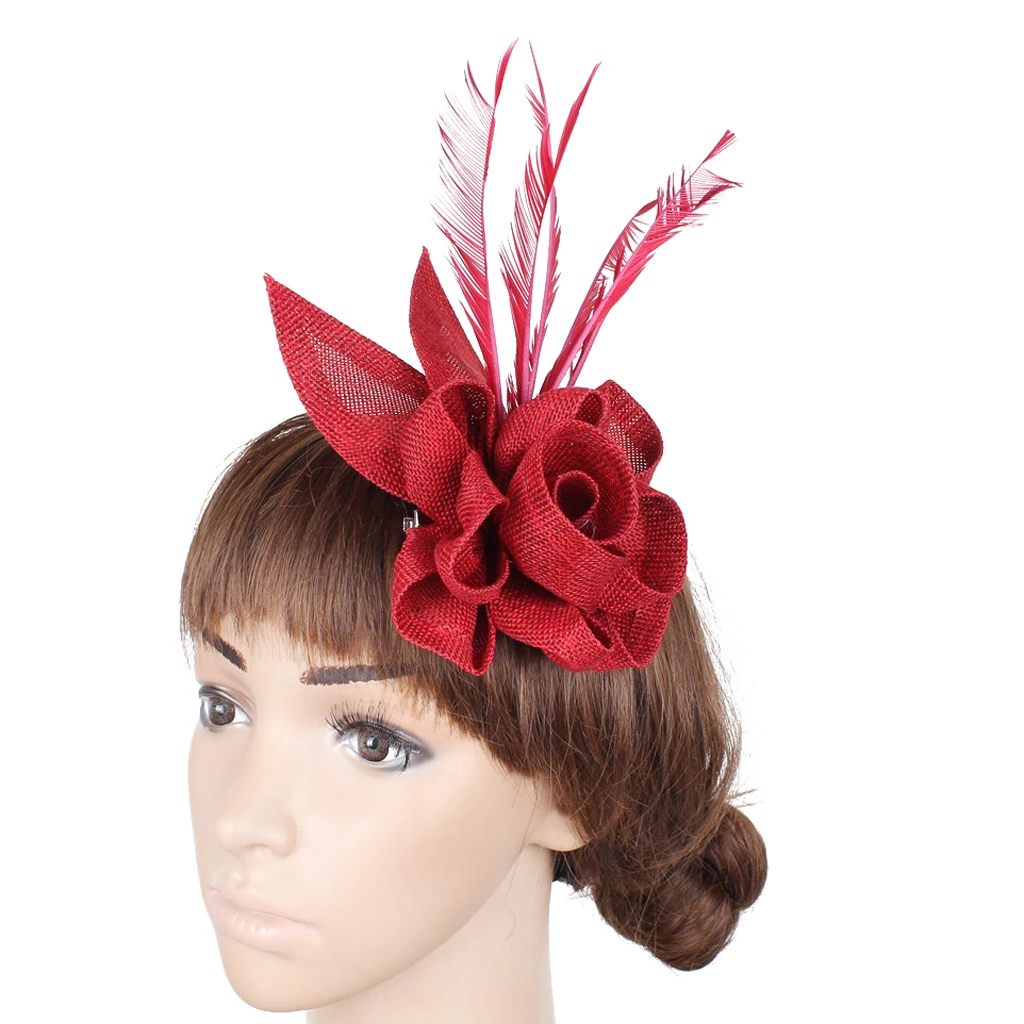 

Feather Fascinators for Women Pillbox Flower Derby Hat for Cocktail Wedding Tea Party