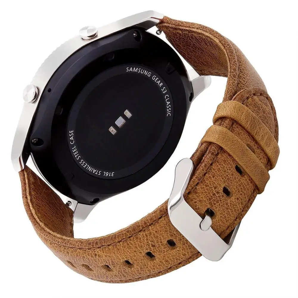 Ремешок из натуральной кожи для Galaxy Watch 46 мм быстросъемный браслет Active Gear S3 20 22