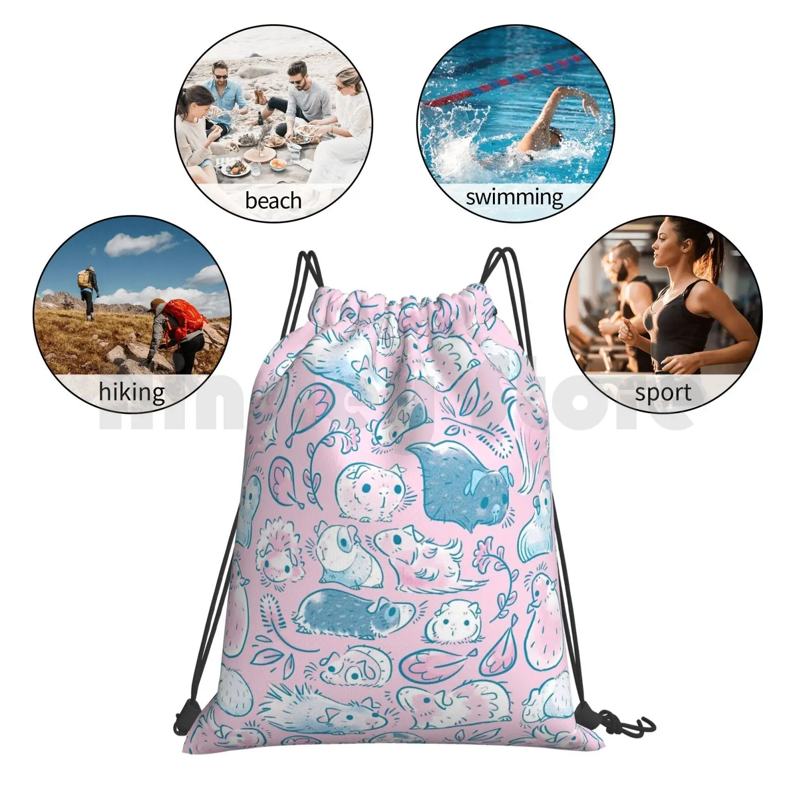 

Guinea Pig Huddle In Pink Backpack Drawstring Bag Riding Climbing Gym Bag Guinea Pig Guinea Pig Guinea Pig Huddle Huddle