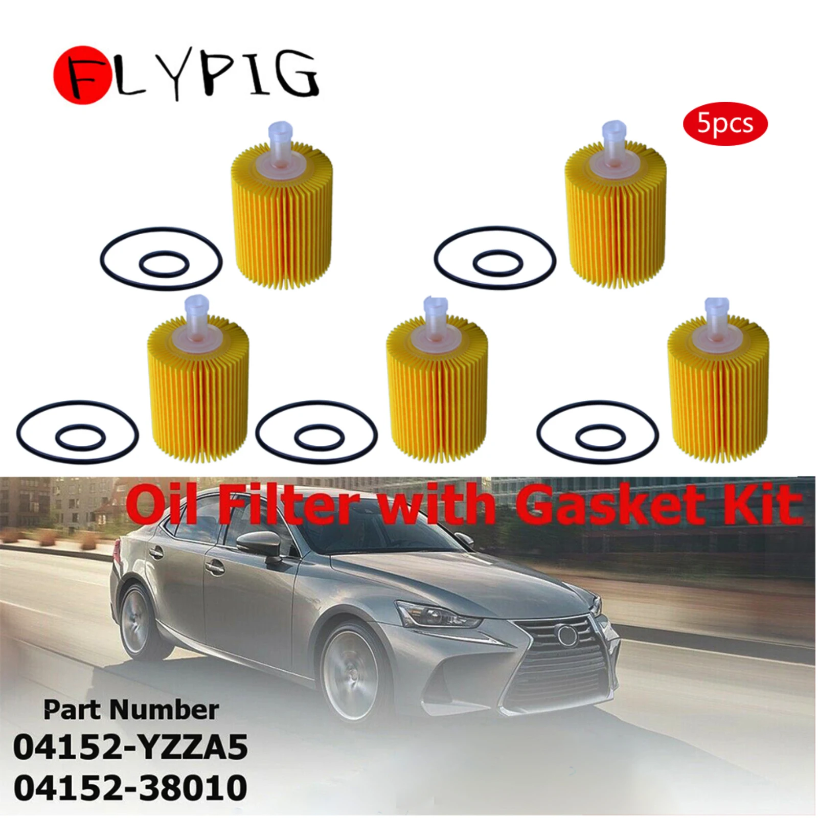 5Pcs Oil Filte 04152-YZZA5 04152-38010 For Toyota 4Runner Tundra Lexus LS600H IS350 IS250 GS350 GX460 LS460