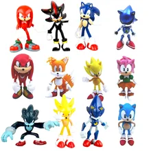 Set Sonic figure Tails Werehog Action Figures Knuckles doll  Dr. Eggman Cartoon Figurines Collectible Dolls Kids Hedgehog Toy