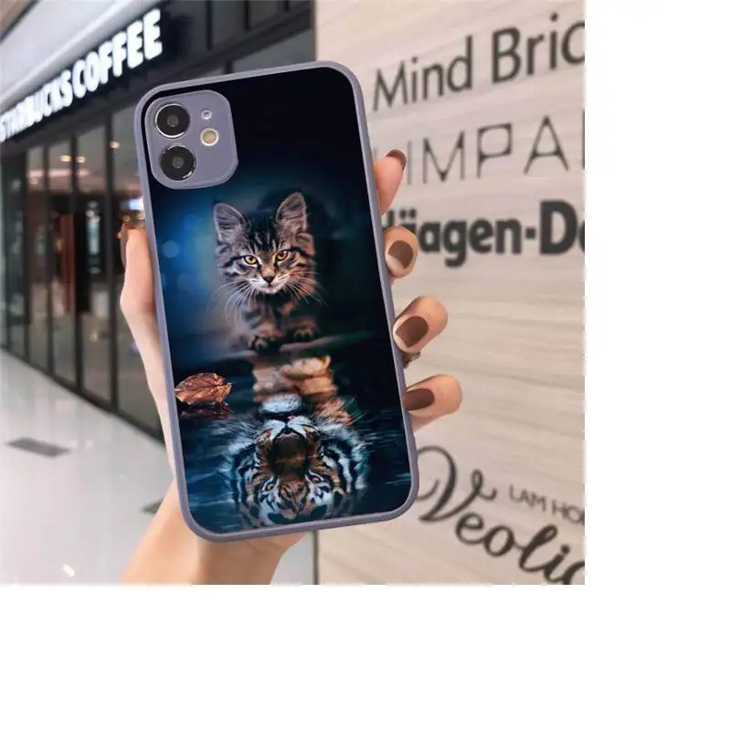 

Cat tiger dog lion Phone Case matte transparent For gray iPhone 7 8 x xs xr 11 12 pro plus max mini Funda Clear