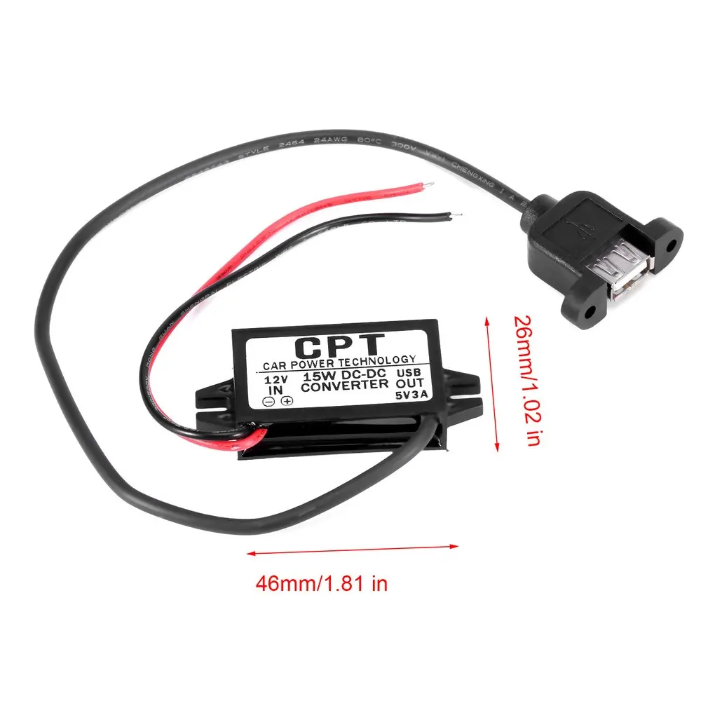

Durable Practical Car Charger DC Converter Module 12V To 5V 3A 15W USB Output Power Adapter With USB Mounting Hole
