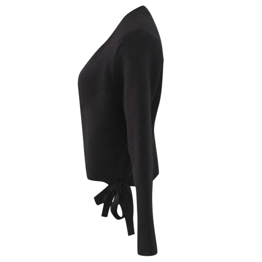 Womens Long Sleeve Cat Ears Printed Causal Tops Women Tie up Sweaters And Pullovers sexy Knitted Sweater Femme sueter mujer | Женская