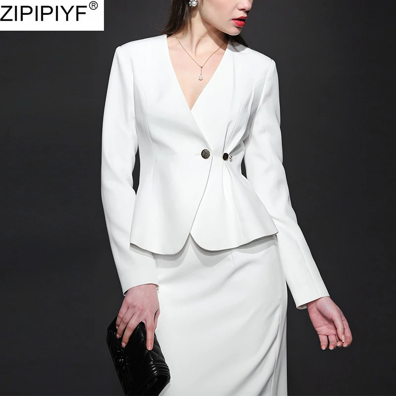 2020 весенние элегантные женские костюмы с юбками комплекты из 2 предметов пиджаки