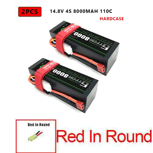2PCS4S8000HARDRED DXF Lipo батарея 4S 8000mah 8400mah 14,8 V 110C 220C Hardcase для 1/8 1/10 масштаб Электрический радиоуправляемый Багги Truggy гусеничный автомобиль - Цвет: 2PCS4S8000HARDRED