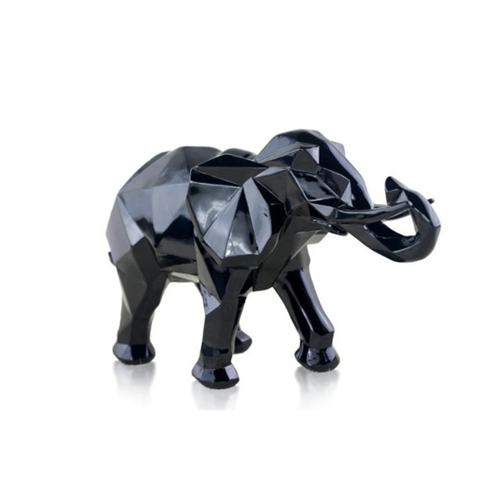 

Fashion Abstract Black Elephant Statue Resin Ornaments Home Decoration Accessories Gift Geometric Animal Europe about 0.75kg