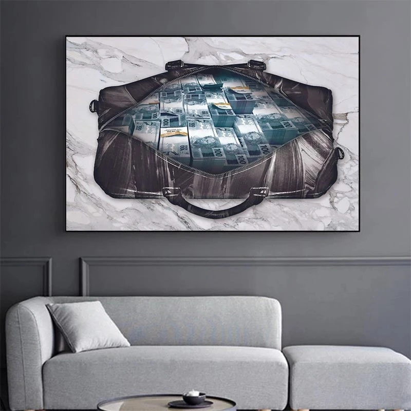 

Brazilian Money Bag Marble Texture Canvas Painting Inspirational Creative Poster And Prints Abstract Picture For Home Wall Decor