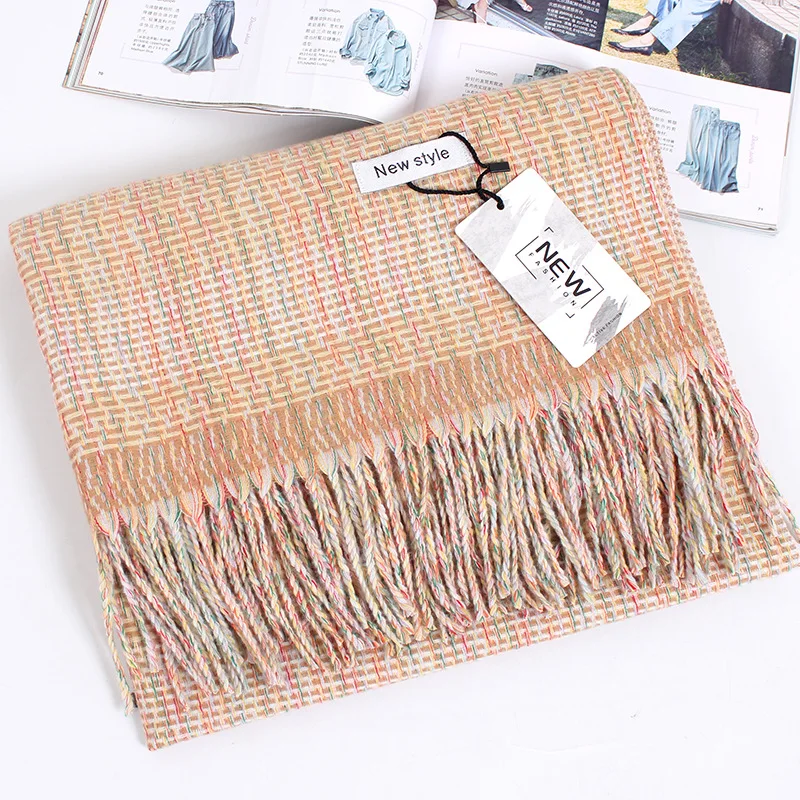 

Winter Thick Warm Feminine Foulard Shawl Korean Style All-Match Double-Sided Scarves Imitation Cashmere Ladies Scarf Autumn