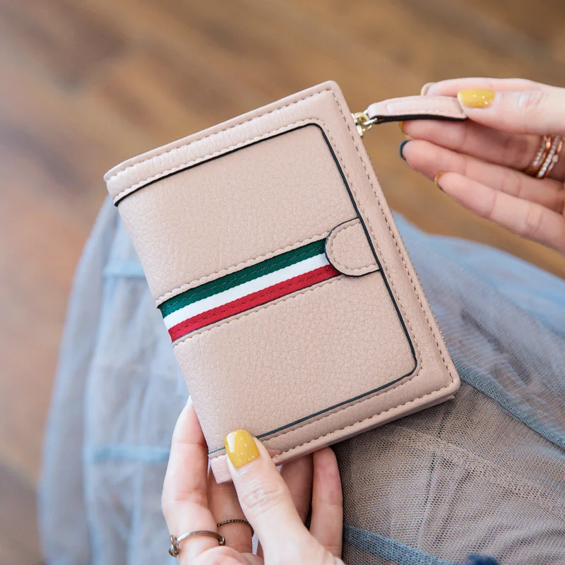 

Small Wallet Female Short New Korean Style Personality Hit Color Band Multi-function Folding Wallet Coin Purse Carteras Mini
