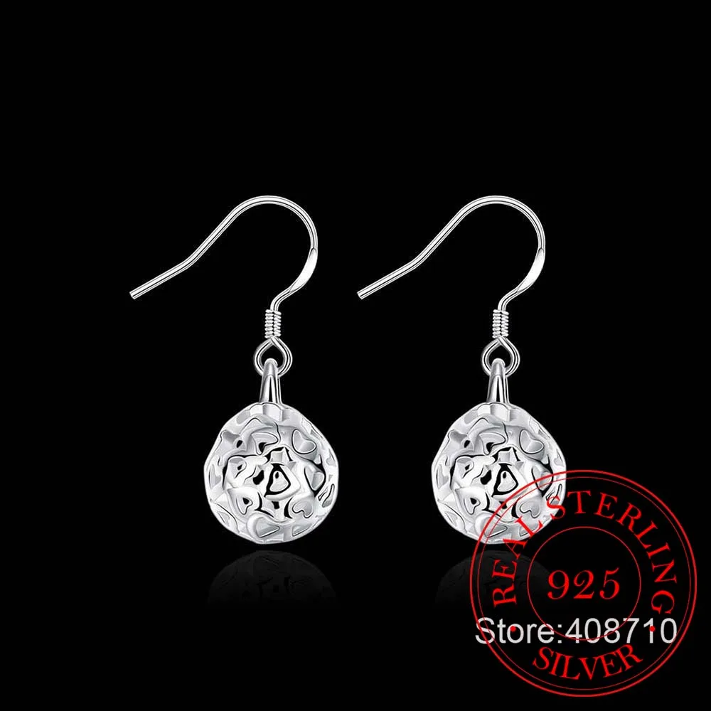 925 стерлингового серебра полый шар в форме сердца серьги капельки для женщин