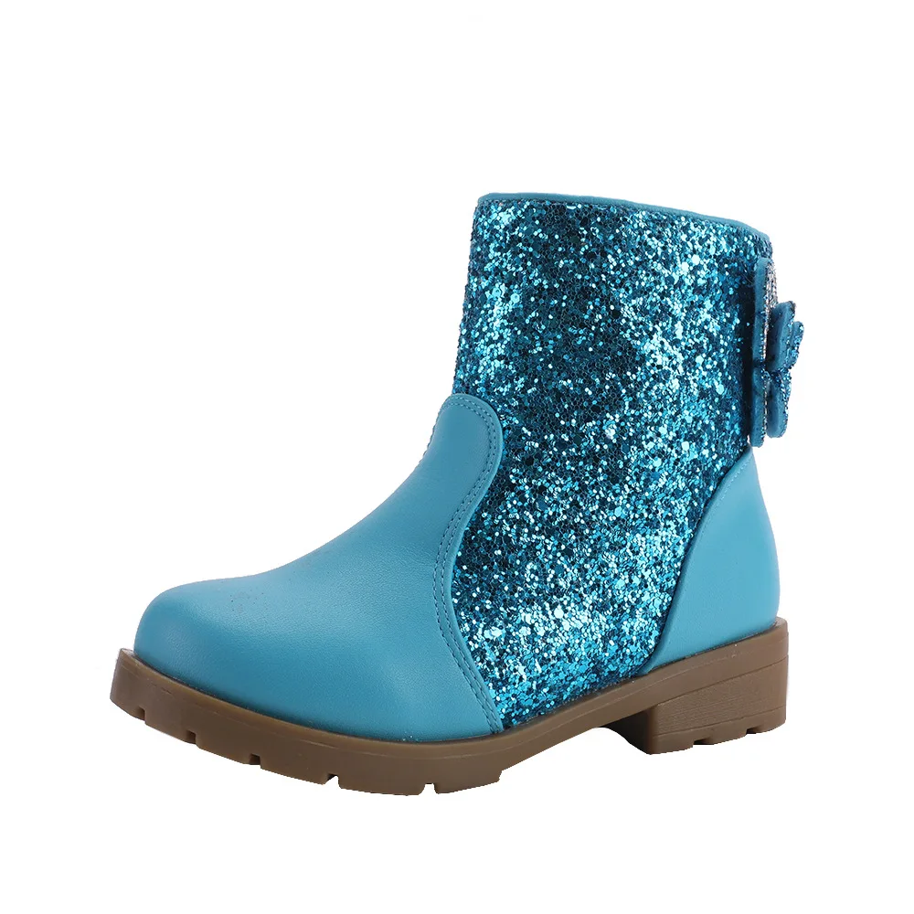 Детские Нескользящие ботинки с бантом и блестками на мягкой подошве |