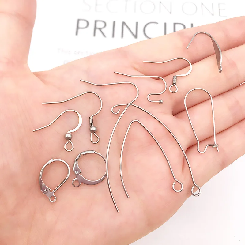 

50pcs/lot 316 Stainless Steel DIY Earring Hook Earrings Earwire Clasps Hooks Jewelry Making Accessories Findings