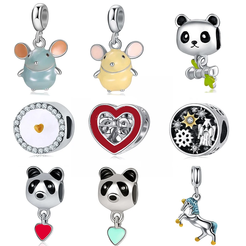 2 шт./лот настоящие красивые с серебряным покрытием бусины в виде Микки Мауса