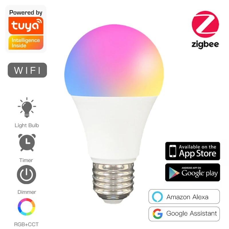 

Светодиодная смарт-лампа Zigbee E27 9 Вт RGB CW с регулировкой яркости
