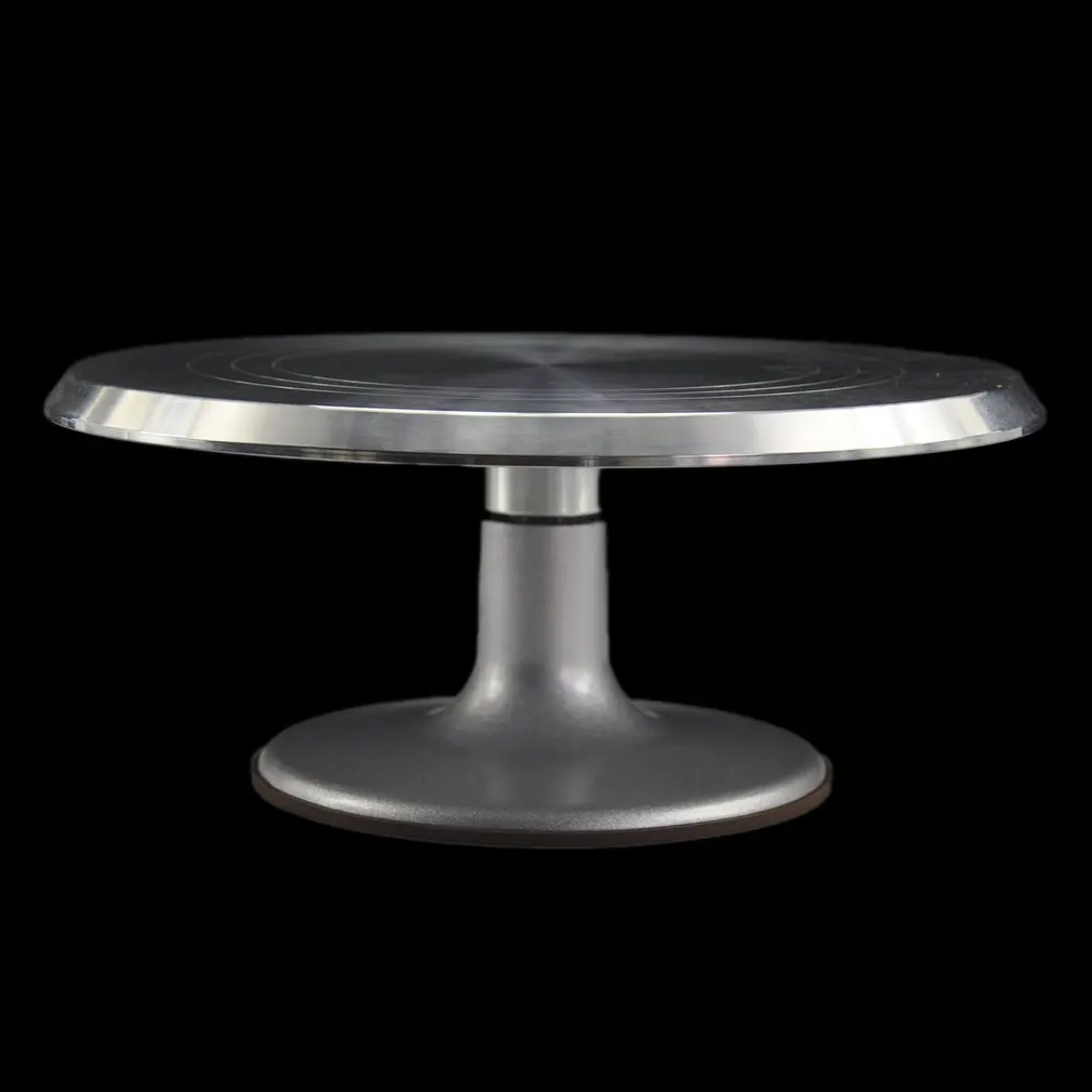 Round Rotating Cake Platform Stainless Steel Swivel Plate With Silicone Base Durable Revolving Decoration Stand | Дом и сад