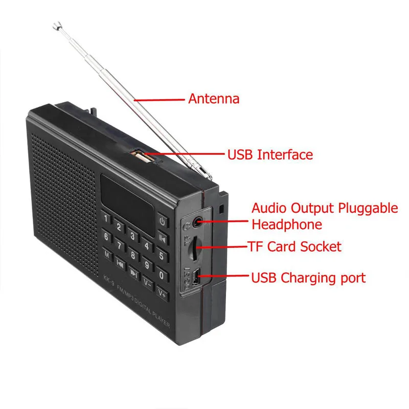Новый MP3 плеер KK 9 Портативный цифровой FM радио TF карта u диск музыкальный зарядка