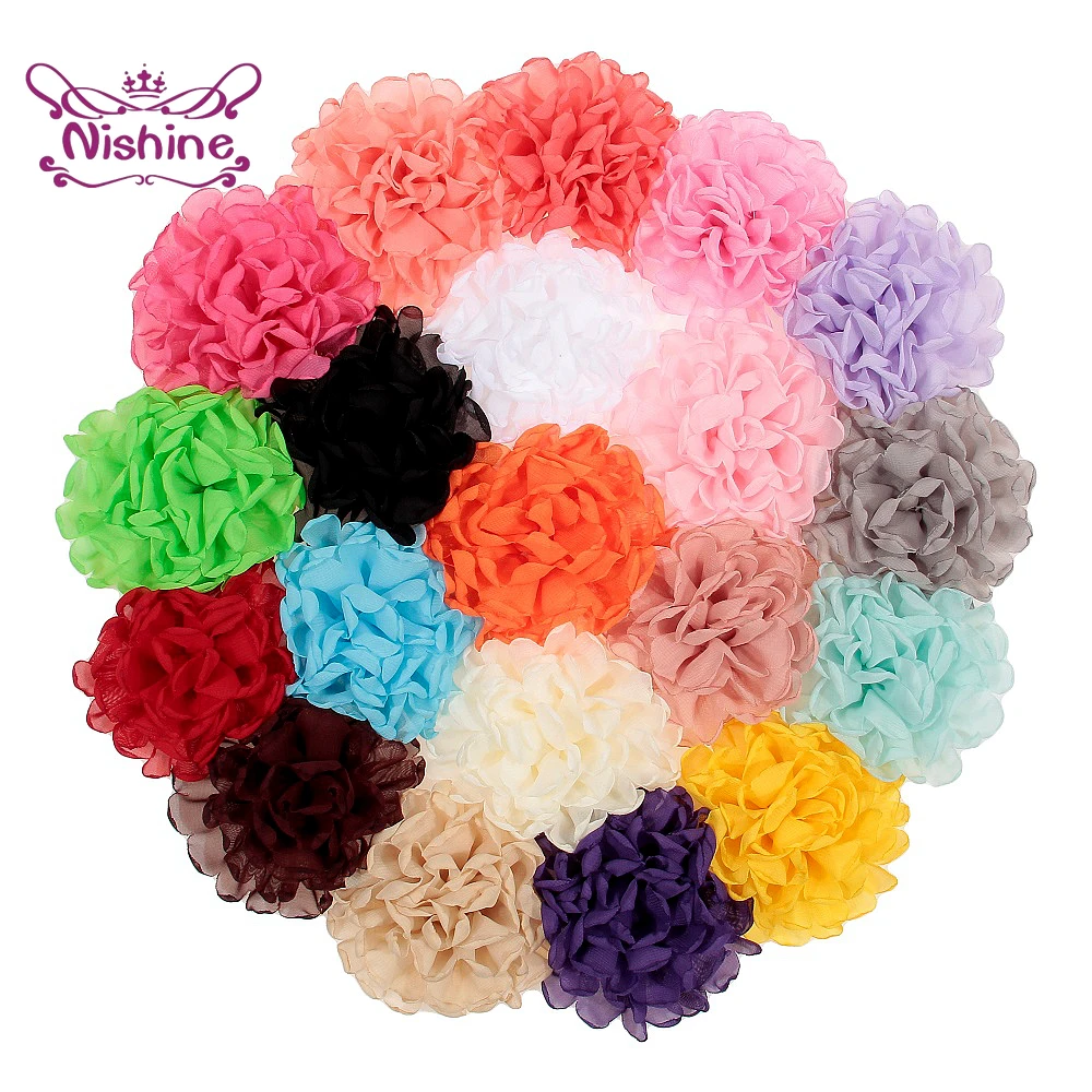 

5pcs/lot Solid Color Chiffon Roast Floral Accessories Wedding Bouquet Flowers Decoration Children Headwear Ornaments Photo Props