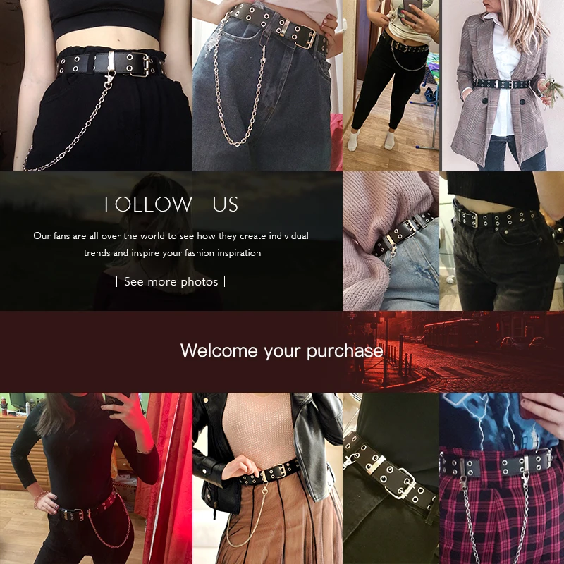 

NO.ONEPAUL 2020 women's belt jeans decorative belt chain fashion buckle luxury brand female new punk style