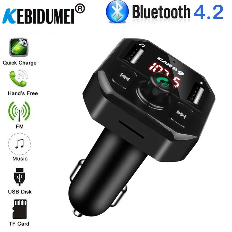 FM передатчик Aux модулятор Bluetooth автомобильный комплект громкой связи аудиоплеер