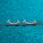 100% настоящим бриллиантом Тесты последние в общей сложности 0,2 карат Micro D Цвет Муассанит улыбка серьги в виде лица Серебро 925 Оригинальный Серьги с драгоценными камнями