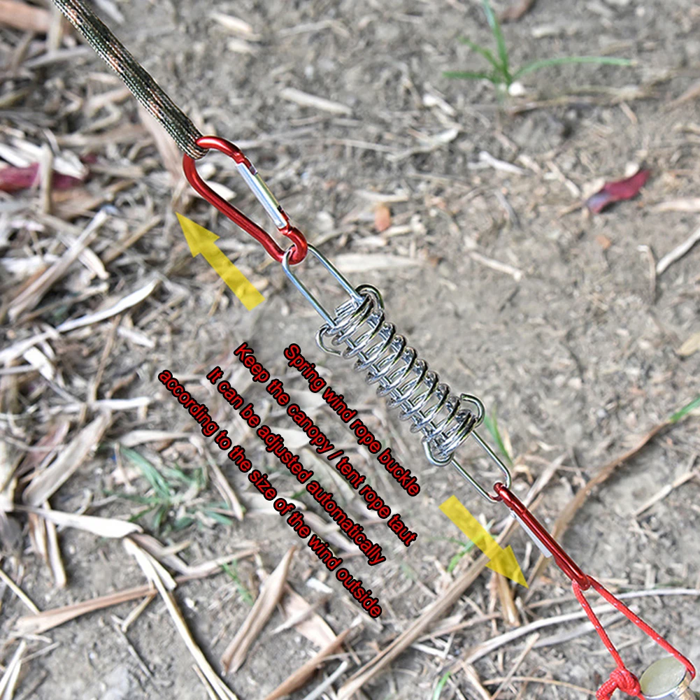 

Spring Wind Rope Buckle Fixed Elastic Hook Buckles Travelling Outdoor Hiking Camping Tent Easy Carrying Portable Parts