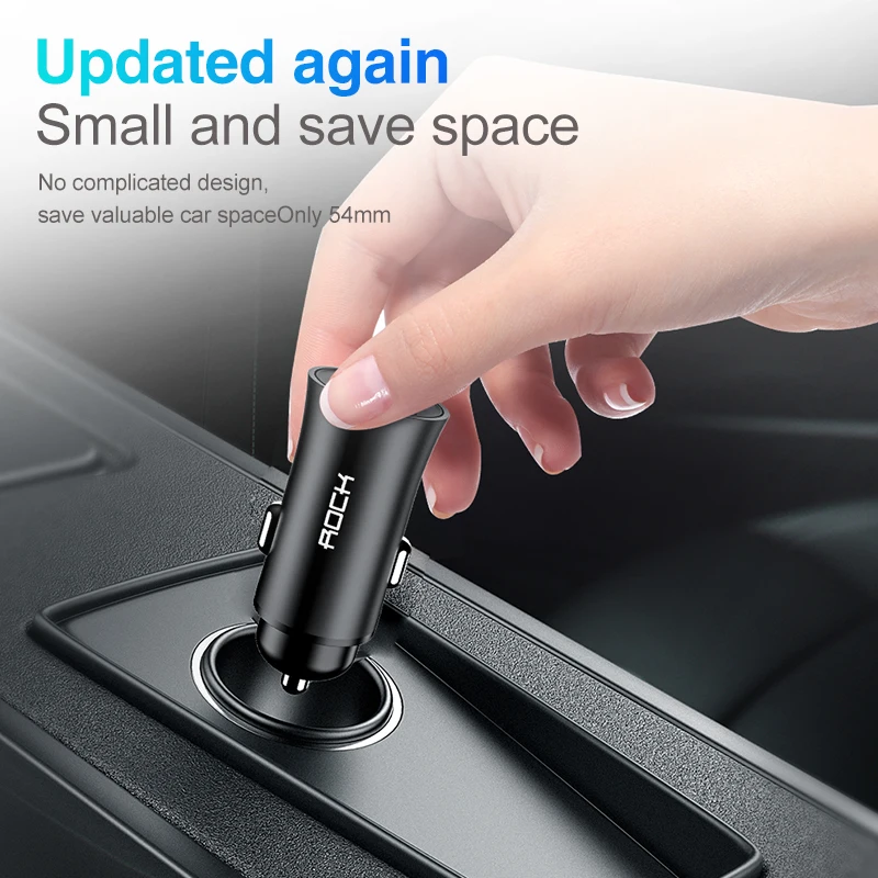 Автомобильное зарядное устройство ROCK 32W Dual USB Supercharge Quick Charge 4 0 3 SCP 5A для Samsung Huawei