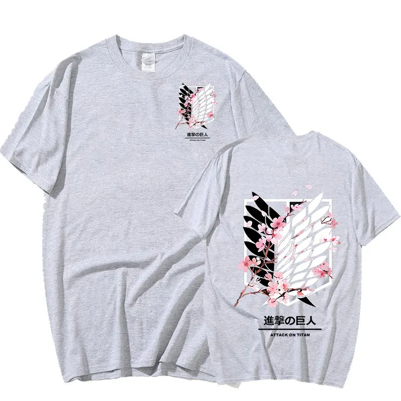 Футболка мужская хлопковая с логотипом аниме атака на Титанов | Мужская одежда