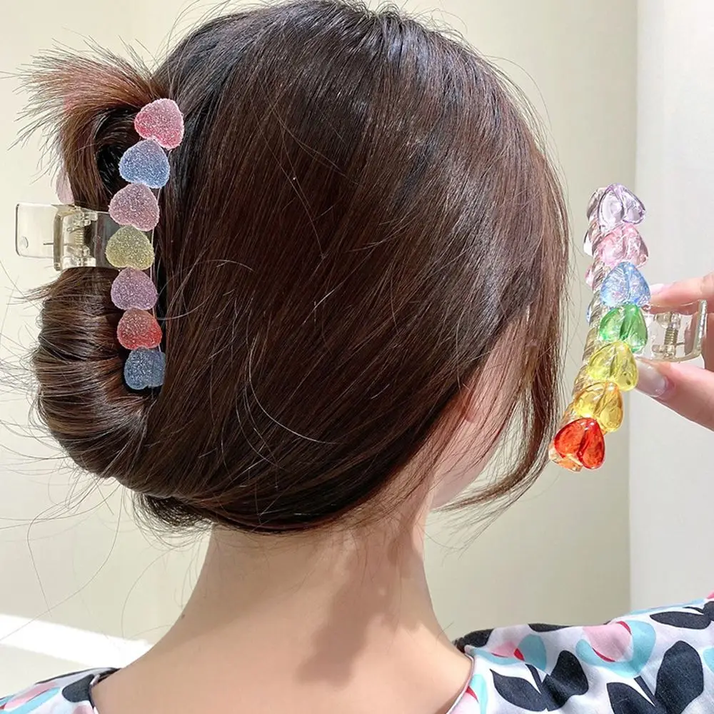 

Elegant Sweet Ponytail Holder Ponytail Holder Candy Color Hairpins Heart Love Hair Claw Clips Hair Crabs Barrettes