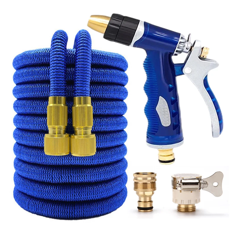 High Pressure Pvc Reel Garden Water Hose Double Metal Connector Expandable Magic Water Pipes for Garden Farm Irrigation Car Wash