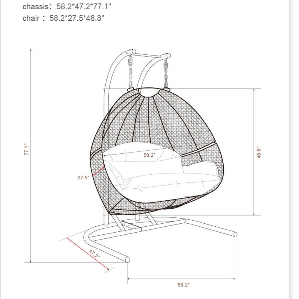 Family Hanging chair Nest Household basket Rattan Chair Rocking Stainless Cradle Outdoor Balcony Leisure Swing | Мебель