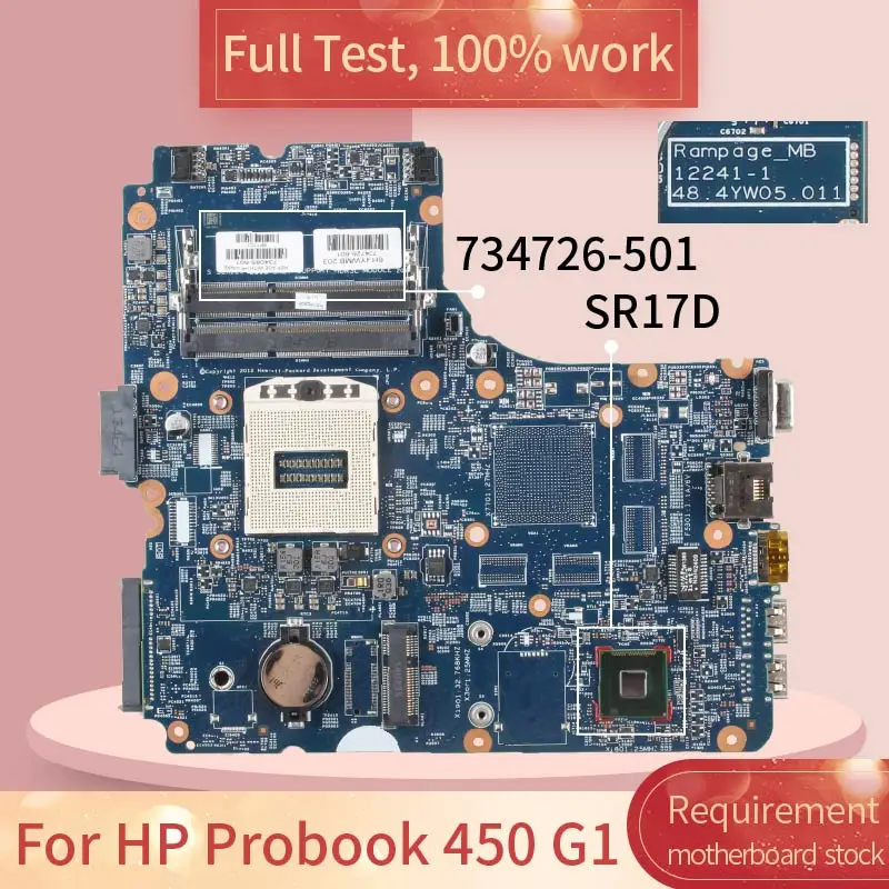Материнская плата для ноутбука HP Probook 450 G1 734726 1 12241 501 SR17D DDR3 601 100% рабочий тест|Материнские платы ноутбуков| |